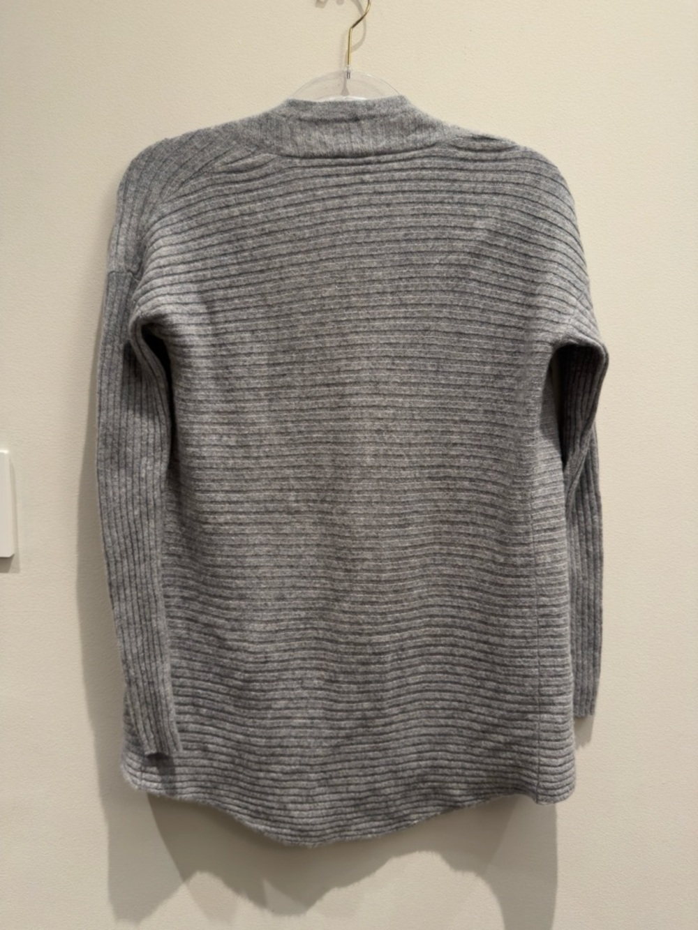 Griffen - Light Gray Open-Front Ribbed 100% Cashmere Cardigan Size M Women’s - Picture 2 of 5